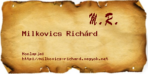 Milkovics Richárd névjegykártya