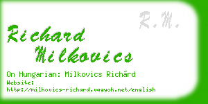 richard milkovics business card